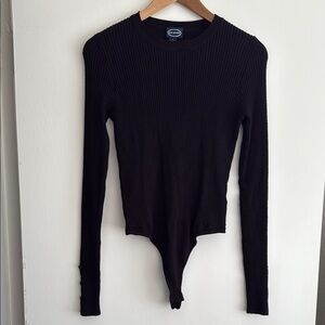 Black Fitted Long Sleeve Bodysuit